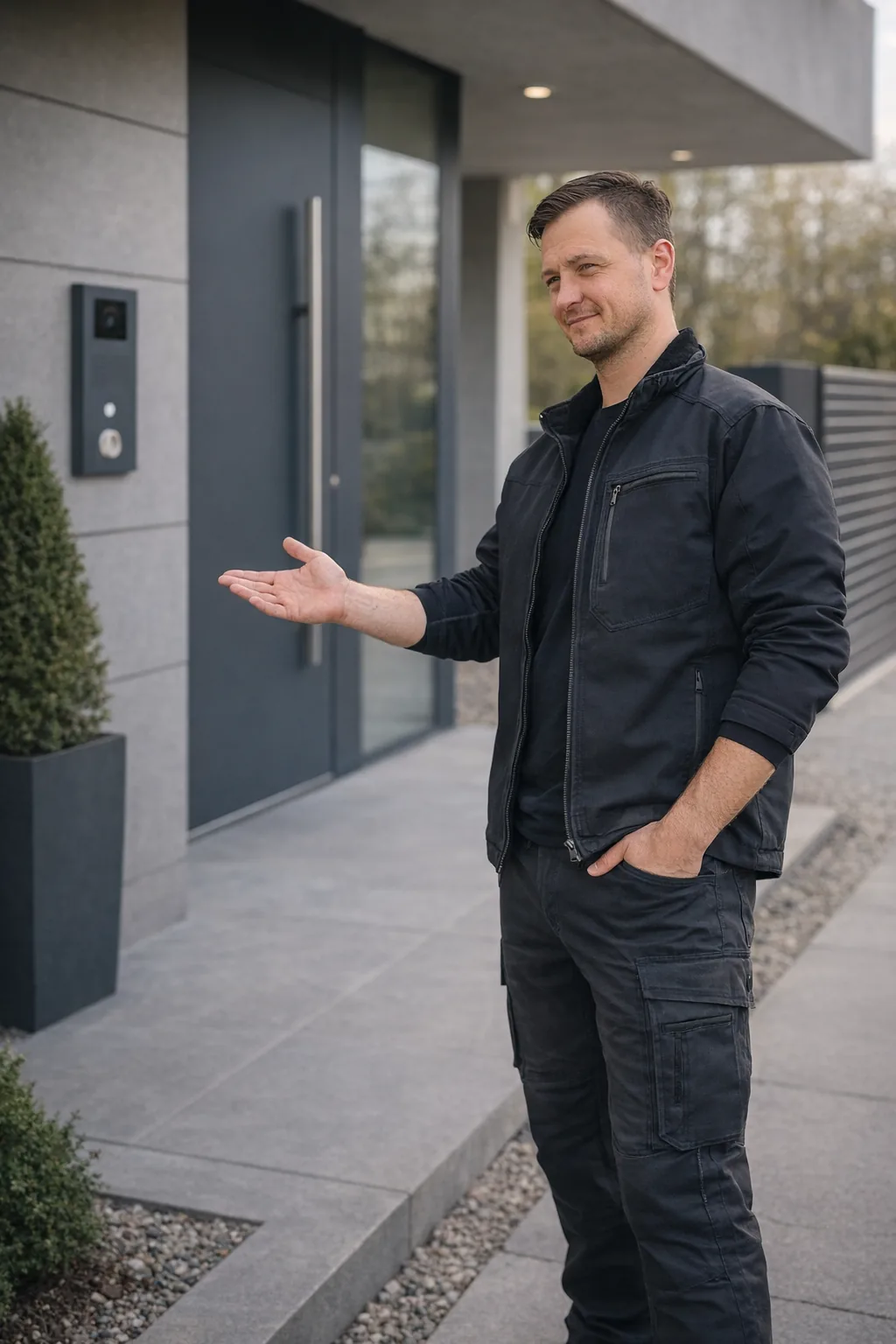 Christian Fritz bei der Beratung vor einer Haustür