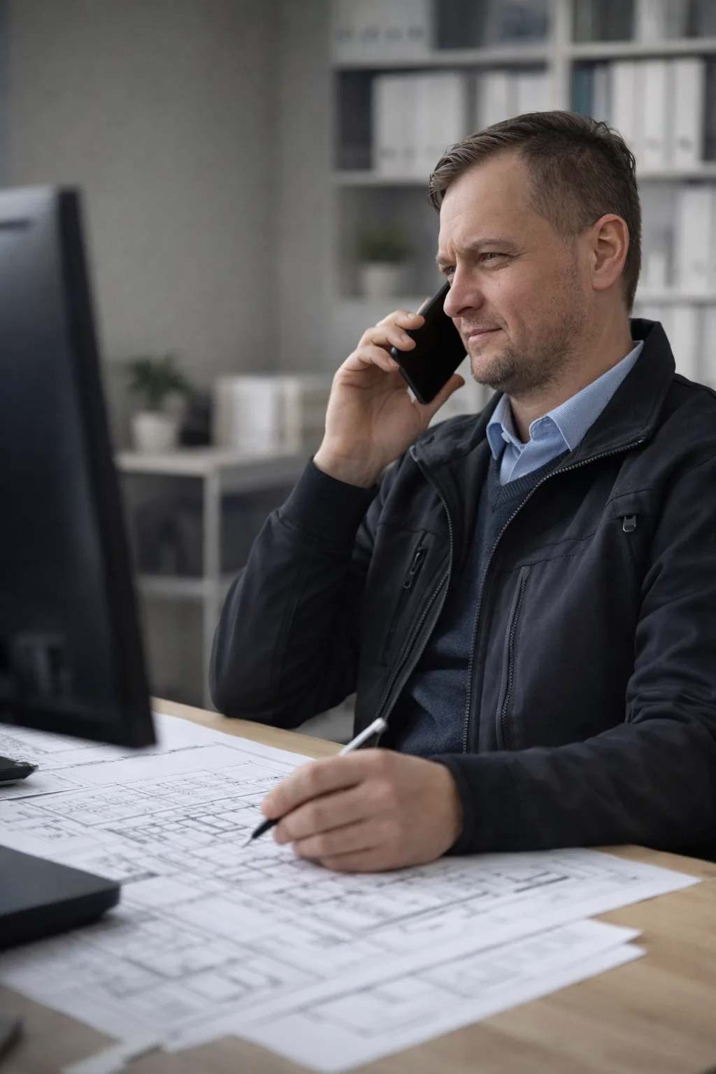 Christian Fritz bei der telefonischen Beratung im Büro