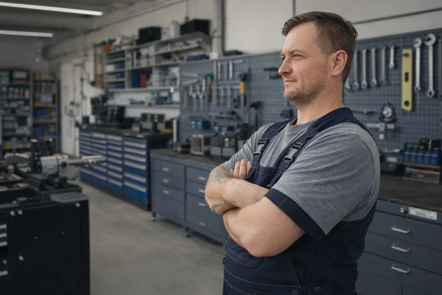 Christian Fritz in seiner Werkstatt für Türen und Tore